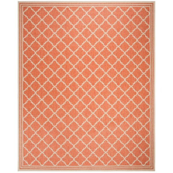 SAFAVIEH Beach House Rust/Cream 9 ft. x 12 ft. Border Trellis Indoor/Outdoor Patio  Area Rug