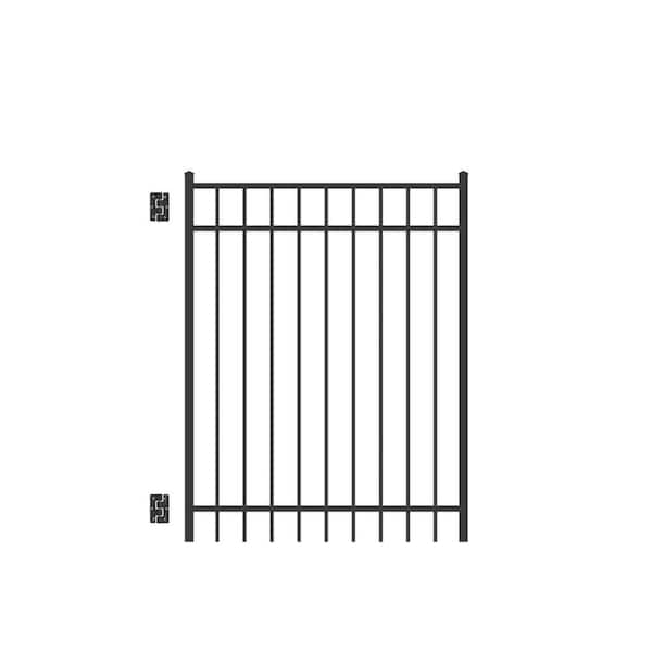 Barrette Outdoor Living Natural Reflections 4 ft. W x 5 ft. H Black Standard-Duty Aluminum Straight Pre-Assembled Fence Gate