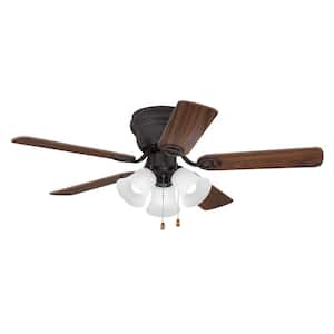 Wyman 42 in. Hugger Indoor 3-Speed 3-Light Oil Rubbed Bronze Finish Ceiling Fan with 3-Light Frosted Glass Light Kit
