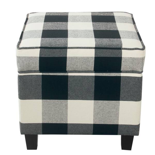 Gray Floral HomePop Square Storage Ottoman with Lift Off Lid 
