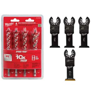 SPEED FEED Auger Wood Drilling Bit Set with 1-3/8 in. Multi-Tool Oscillating Blade Set (8-Piece)