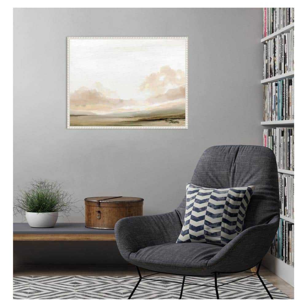 Southern Landscape Abstract Canvas Wall Art with White Beaded Frame