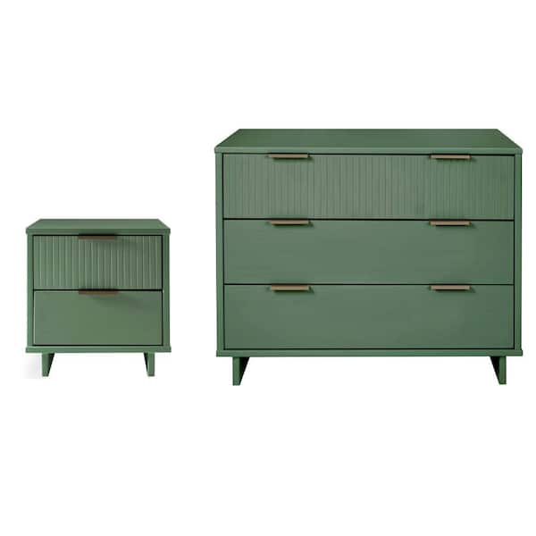 green emerald velvet dress Richmond Ridged 2-Door Cabinet with Drawers, Matte Sage Green main image 1