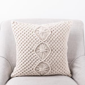 18 in. L x 18 in. W Diamond Handmade Cotton Rope Pillow Cover