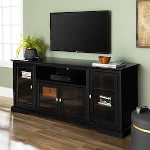 Highboy 70 in. Black Composite TV Stand 70 in. with Doors