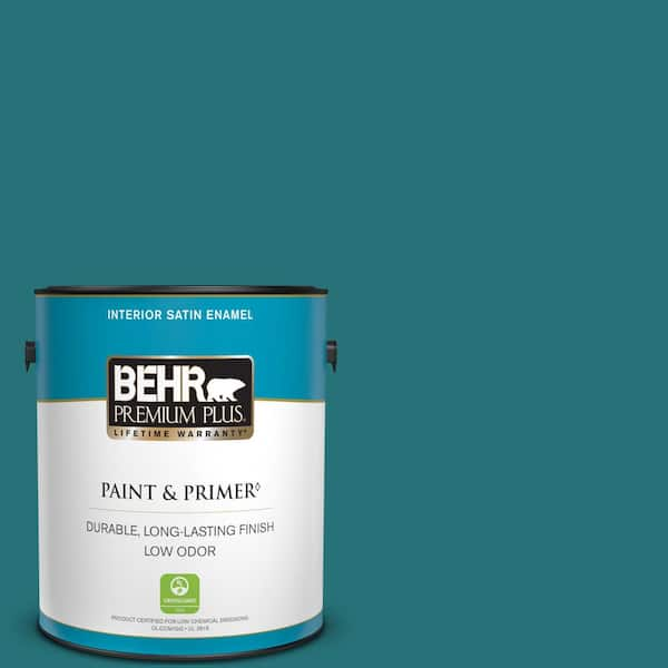 BEHR PREMIUM PLUS 1 gal. #520D-7 Mosaic Tile Satin Enamel Low Odor Interior Paint & Primer