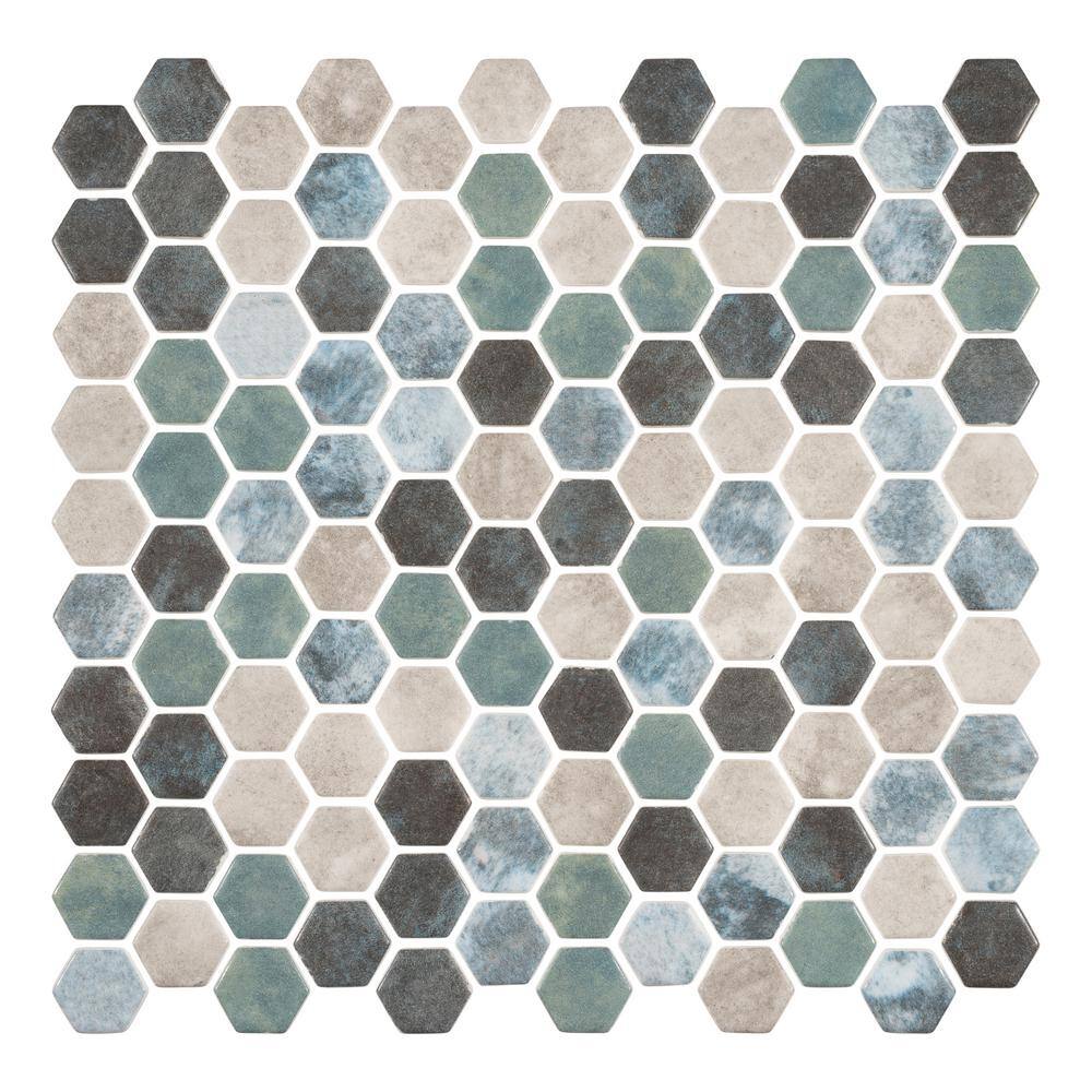 Trillion Matte Blue Glass Hexagon Mosaic Tile