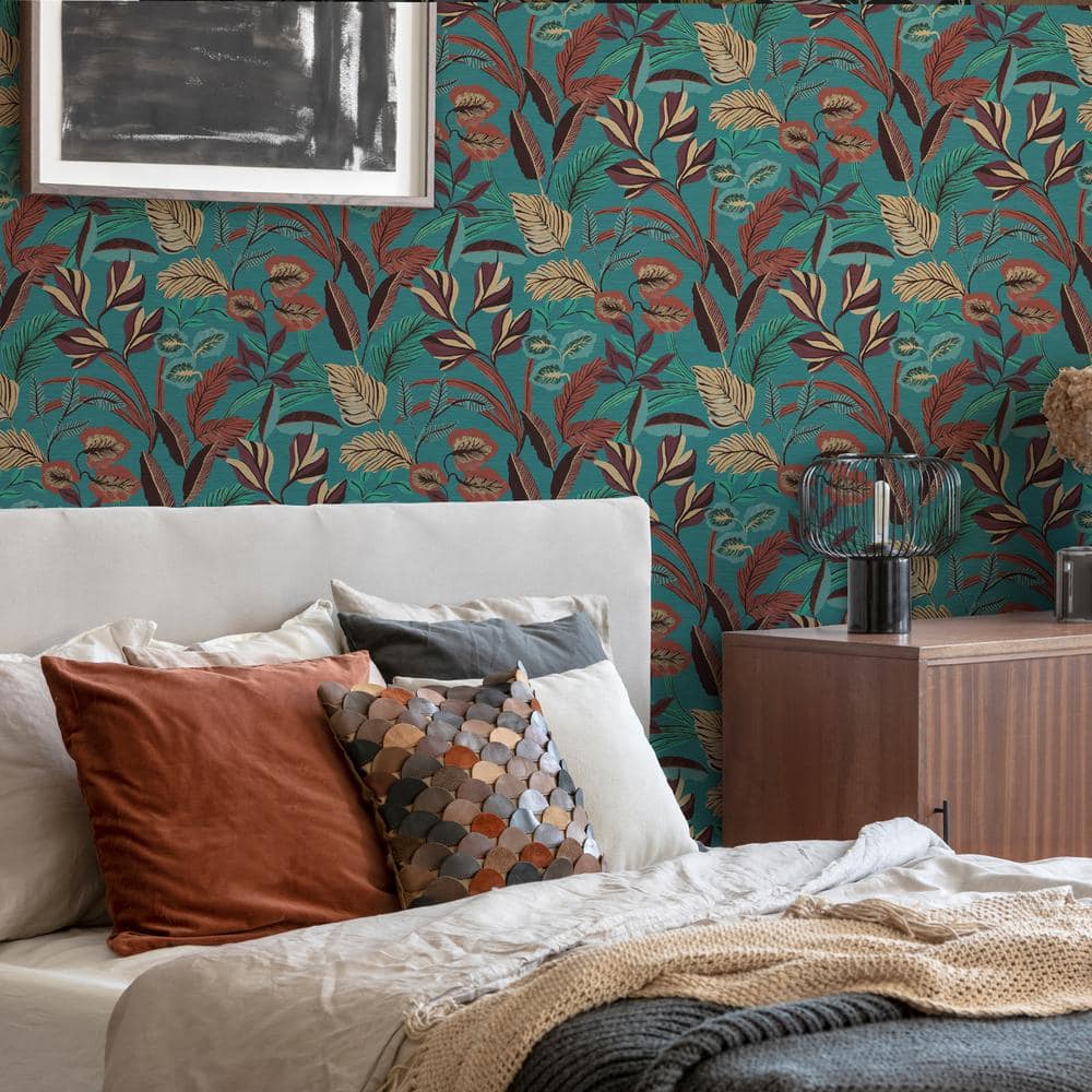 Sublime Paradise Arts Blue Floral Non-Pasted Vinyl Wallpaper