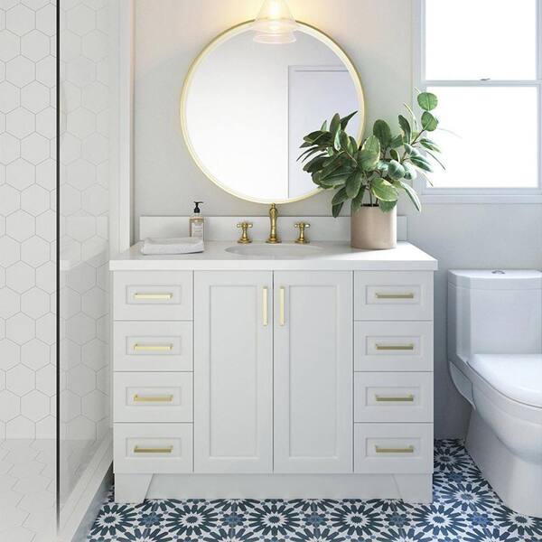 ARIEL Taylor 49 in. W x 22 in. D x 36 in. H Bath Vanity in White with ...