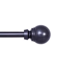 Mae 28 in. - 48 in. Adjustable Single Curtain Rod 5/8 in. Diameter in Black with Round Finials