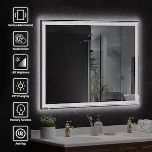 48 in. W x 36 in. H Rectangular Frameless Anti-Fog LED Light Wall Bathroom Vanity Mirror