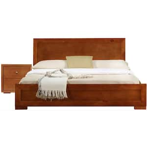 Valerie 42.1 in. W Cherry Twin Non-Upholstered Wood Frame Platform Bed