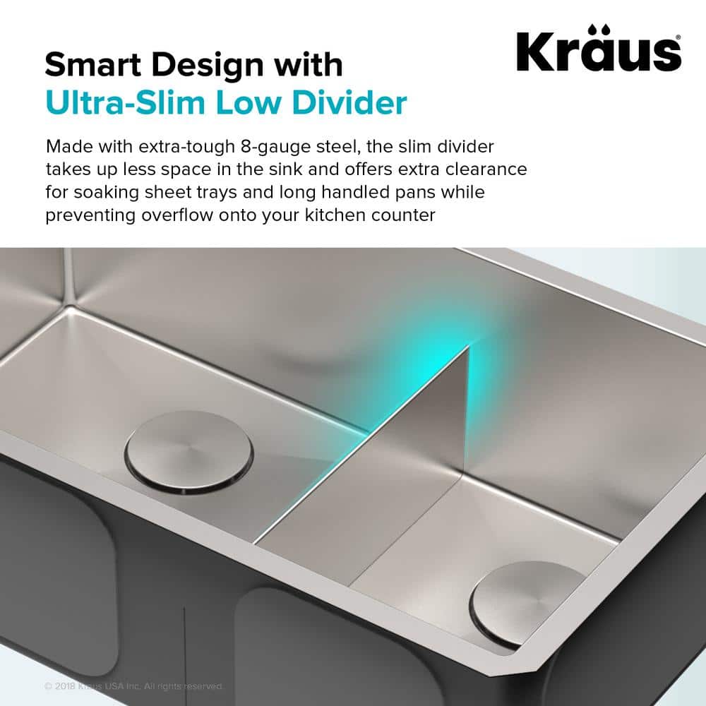 Kraus 32-Inch Satin Stainless Steel Double Bowl Undermount Sink