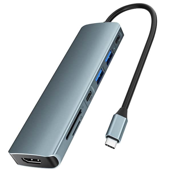 Lukyamzn USB C Hub 7 in 1 Adapter with HDMI Splitter 2 USB-A 3.1 Ports 5 Gbps Type-C Data Port and 100W PD Charging