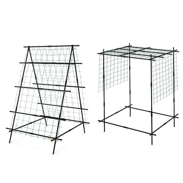 59 in. Metal Foldable Garden Tunnel Trellis with Trellis Net, Adjustable Auxiliary Clips