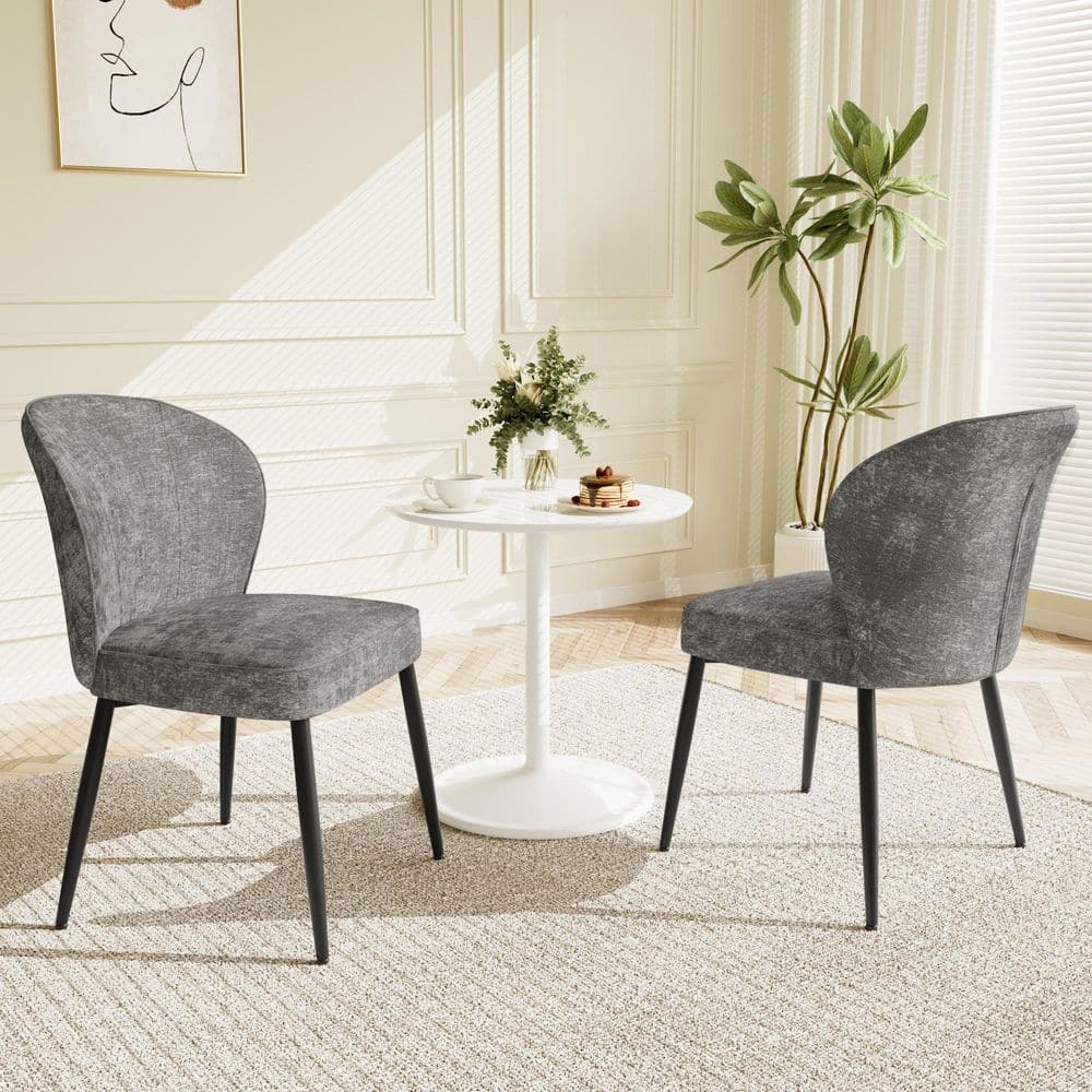 Gray Fabric Upholstered Dining Chairs with Metal Legs (Set of 2 Gray Chairs) price history on PriceWatchPro