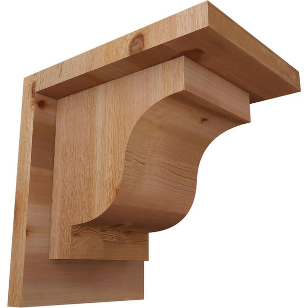 Ekena Millwork 6 in. x 8 in. x 8 in. Newport Rough Sawn Western Red Cedar Corbel with Backplate
