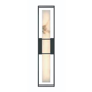 Blakley 5 in. 1-Light Black Integrated LED Wall Sconce with White Alabaster Shade