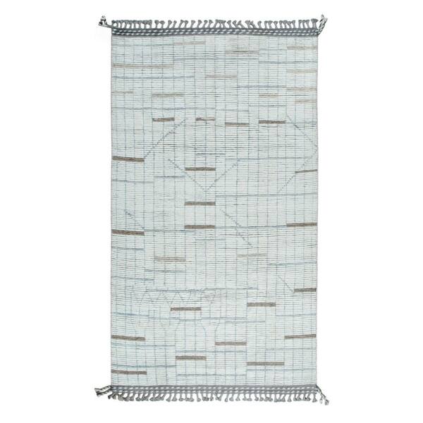 Ivory 5 ft. x 9 ft. Contemporary Marrakech Hand-Knotted Wool Rug, Luxurious Handspun for Stylish Home De, Area Rug