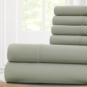 Solid 6-Piece Microfiber Sheet With Antimicrobial Finish Eucalyptus King