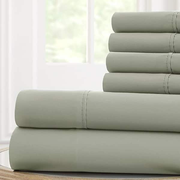 MODERN THREADS Solid 6-Piece Microfiber Sheet With Antimicrobial Finish Eucalyptus King