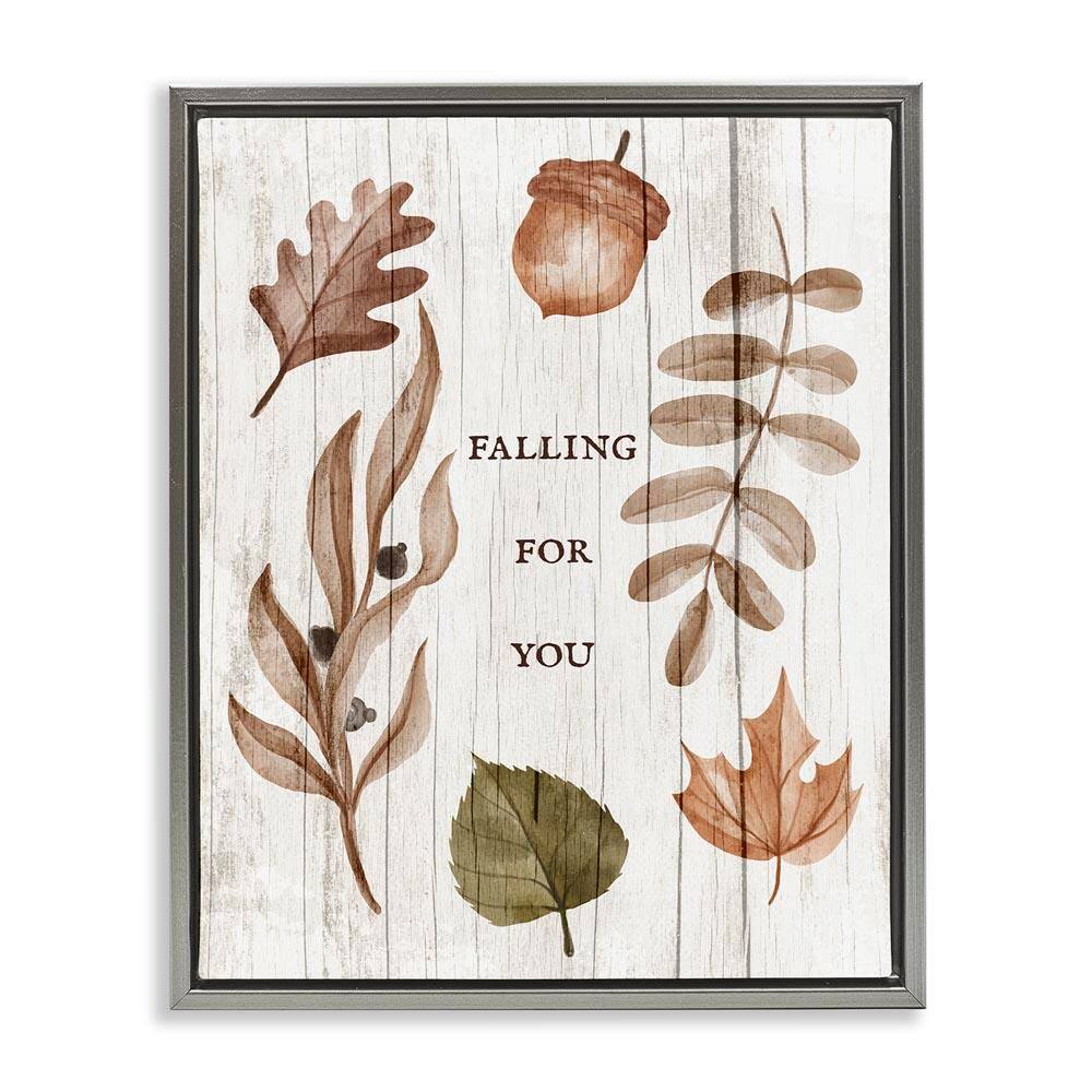 Falling For You Fall Botanicals by Lil' Rue Gray Floater Frame Graphic Nature Art Print 31 in. x 25 in. price history on PriceWatchPro