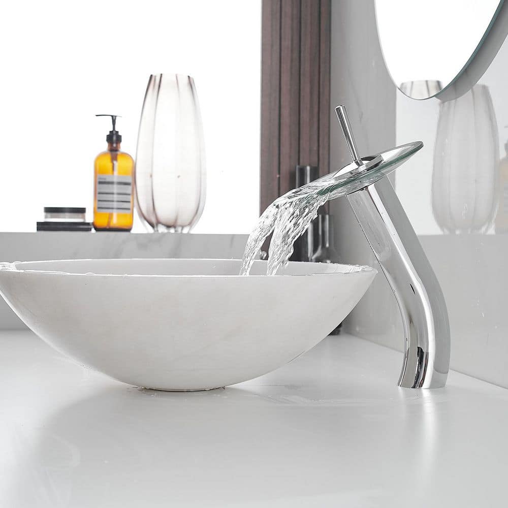 Polished Chrome Waterfall Single Handle Vessel Sink Faucet