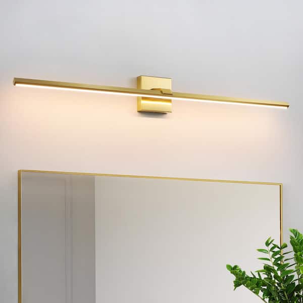 KAISITE 39 in. 1-Light Modern Gold LED Vanity Light Bar 18-Watt Dimmable Wall Sconce Bathroom Light Fixture w/ 3500K Warm Light