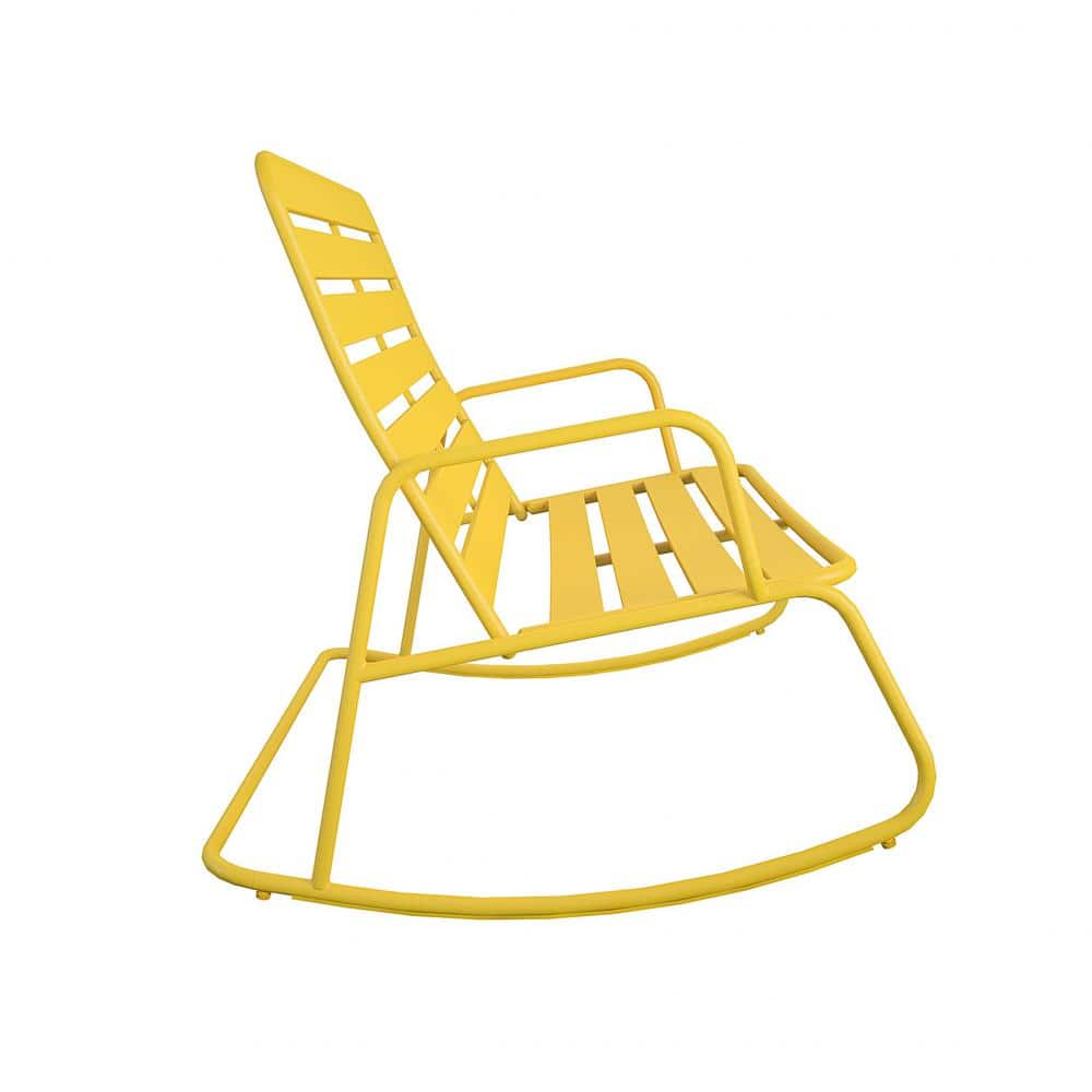 Novogratz Poolside Gossip Yellow Roberta Metal Outdoor/Indoor Rocker ...