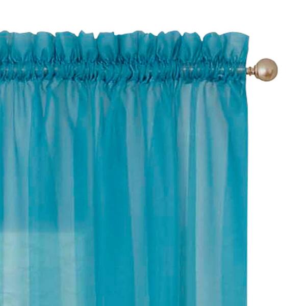 Pairs To Go Turquoise Solid Rod Pocket, White And Turquoise Curtains