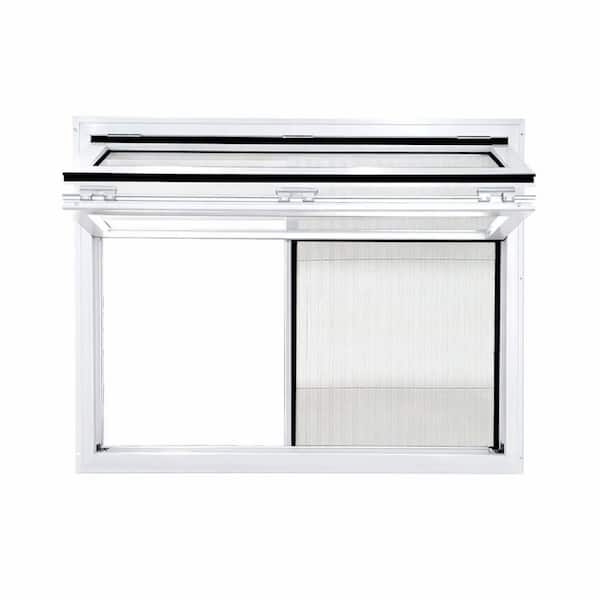 TEZA DOORS 71.5 in. x 47.5 in. Awning White Tempered Fold-Up