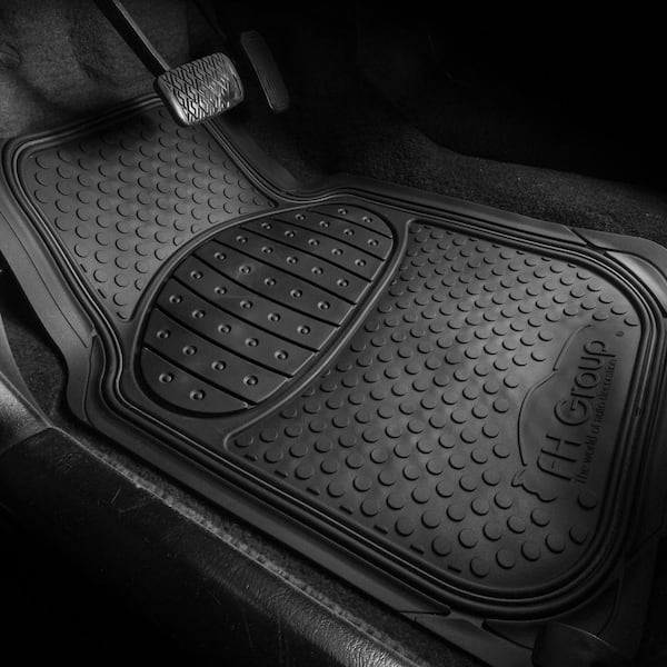 FH Group Heavy Duty Climaproof Trimmable Touchdown Non-Slip Rubber Floor Mats Front 27.5 x 18.5, Rear 52 x 16 Inches Full Set, Black