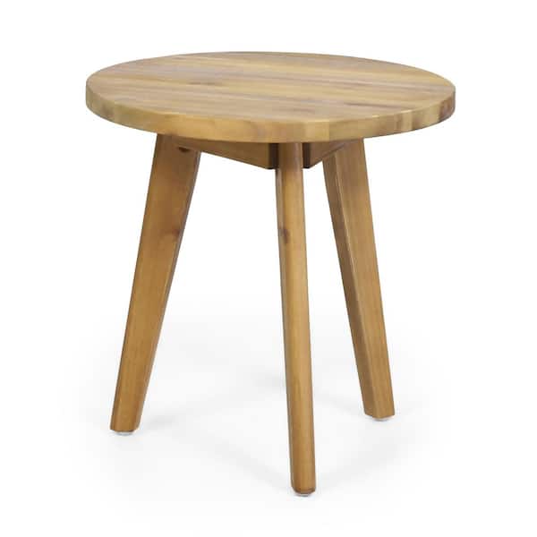 Huluwat Natural Round Acacia Wood Outdoor Side Table