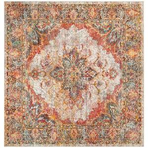 Crystal Cream/Rose 7 ft. x 7 ft. Square Border Area Rug