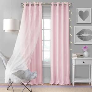 Soft Pink Layered Grommet Blackout Curtain - 52 in. W x 95 in. L