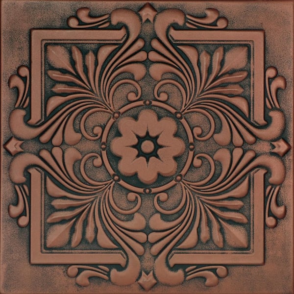 Victorian Antique Copper Orange 1.6 ft. x 1.6 ft. Decorative Foam Glue Up Ceiling Tile (259.2 sq. ft. /case)