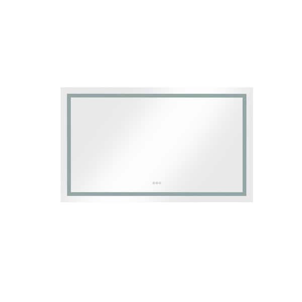 Unbranded 40 in. H x 24 in. W Modern Rectangle Silver LED Lighted Frameless Wall Mirror with Anti-Fog