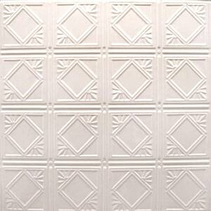 Pattern #19 in Creamy White Satin 2 ft. x 2 ft. Nail Up Tin Ceiling Tile (20 sq. ft./Case)