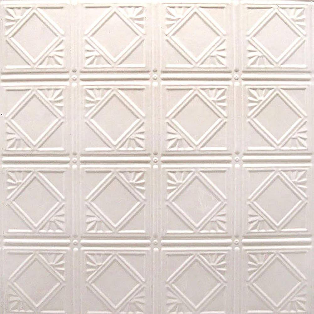 AMERICAN TIN CEILINGS Pattern 19 24 in. x 24 in. Creamy White Satin