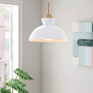 Matisse 1 -Light White Single Dome Pendant with Metal Shade