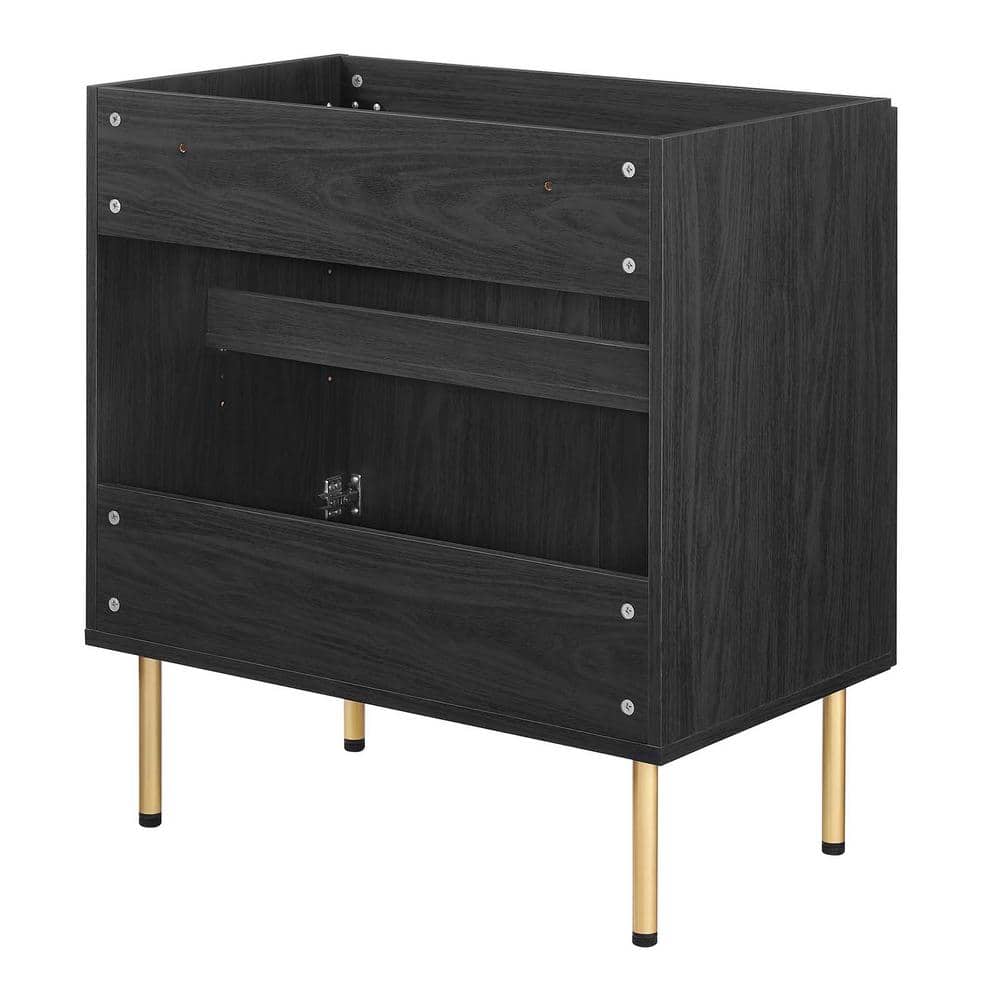 Chaucer Black Wood and Rattan 30" Bathroom Vanity Cabinet