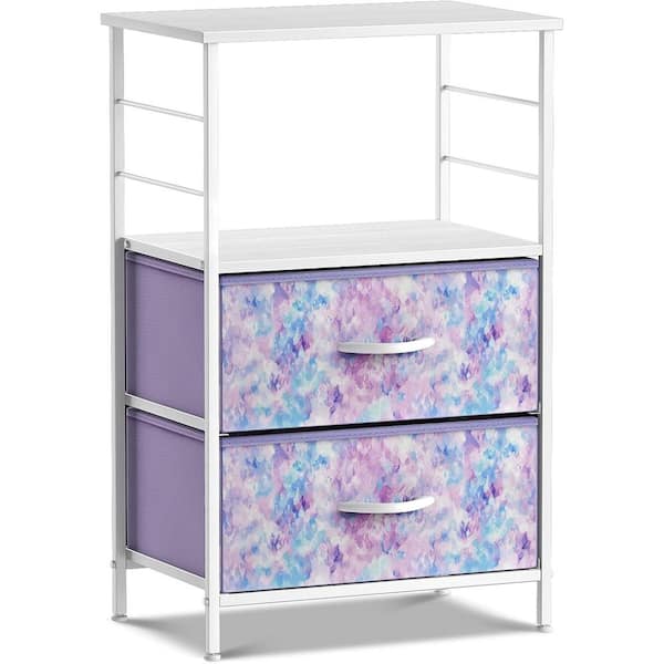 Sorbus 2-Drawer Tie-Dye Purple Nightstand 33.75 in. H x 21.62 in. W x 11.75 in. D