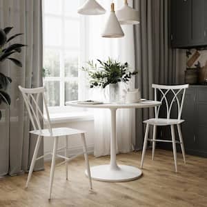 Ariel 32.7-Inch Metal Dining Chair, White -Set of 2