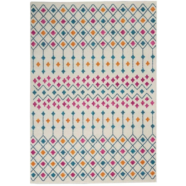 Nourison Passion Ivory/Multi 5 ft. x 7 ft. Diamond Geometric Modern Area Rug