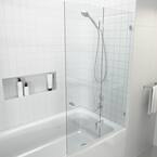 Glass Warehouse 34 in. x 58 in. Frameless Glass Hinged Bathtub Door in ...