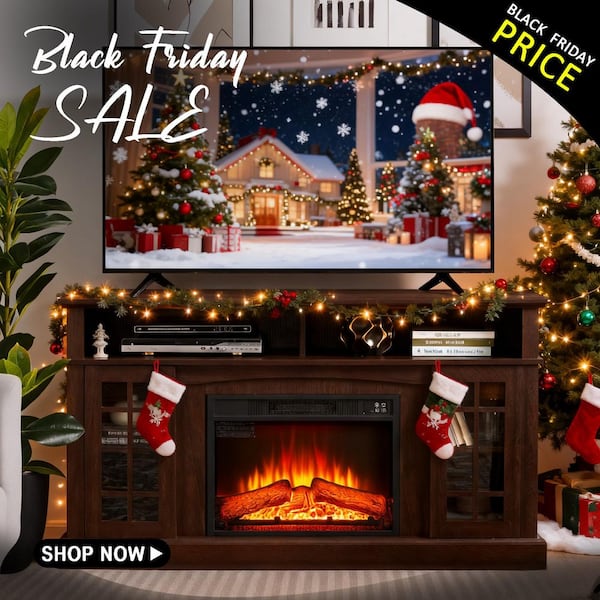 58 in. Freestanding Electric Fireplace TV Stand in Espresso