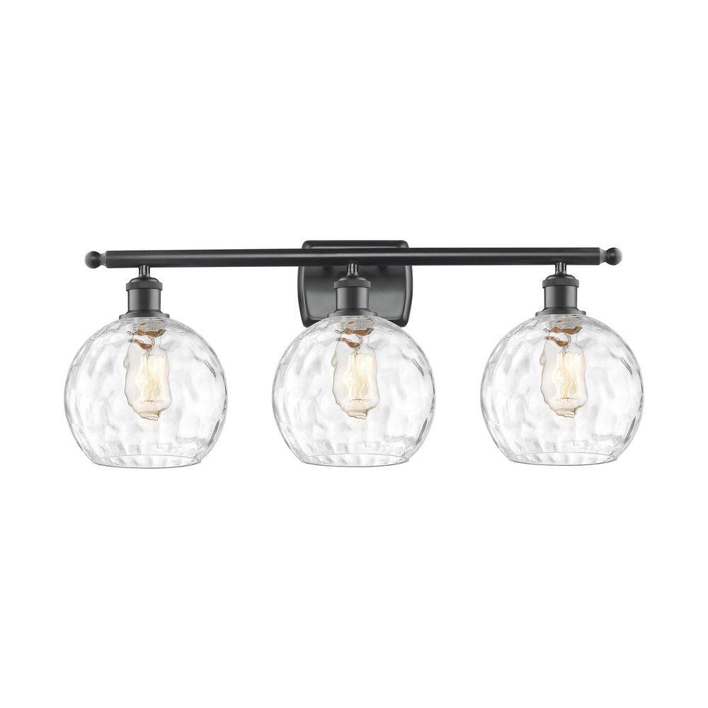 Athens Water Glass 26 in. 3-Light Matte Black Vanity Light with Glass Shade price history on PriceWatchPro