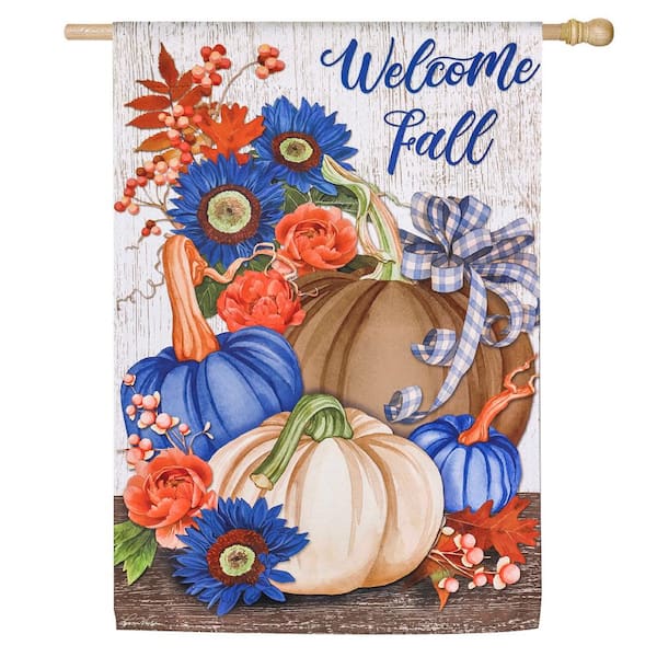 Evergreen Enterprises 2 ft. x 3-1/2 ft. Welcome Fall Neutral House Suede Flag