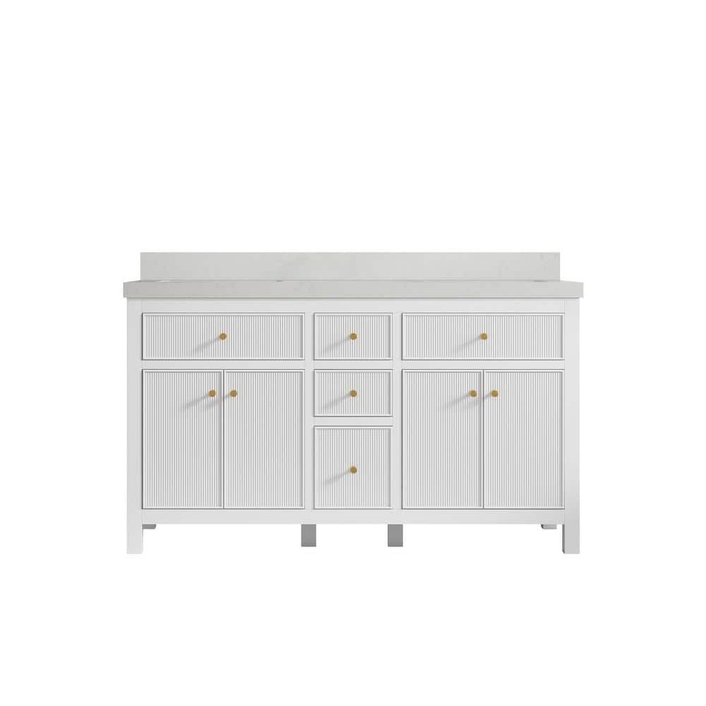 Sonoma 60 in. W x 22 in. D x 36 in. H Double Sink Bath Vanity in White with 2 in. Carrara Qt. Top price history on PriceWatchPro