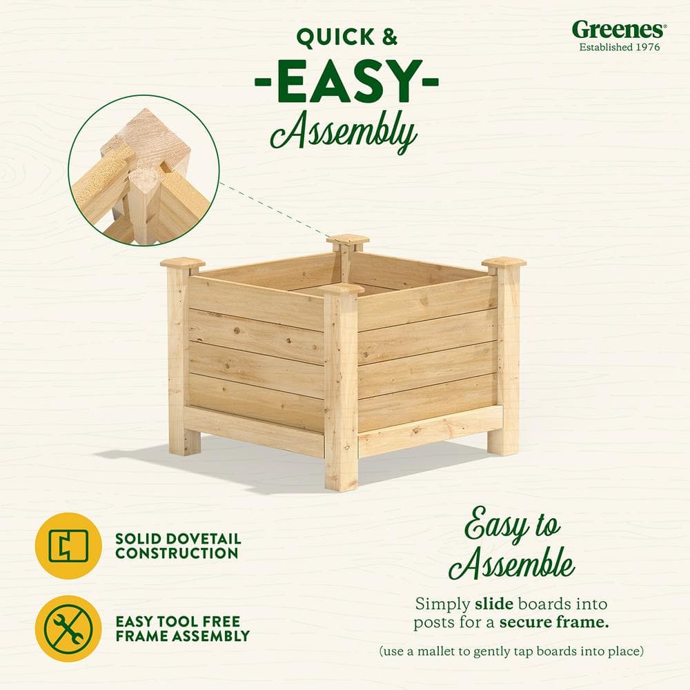 Natural Cedar Square Elevated Outdoor Planter Box